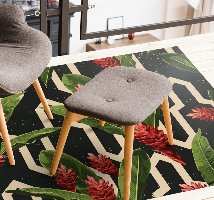 Botanical Geometric vinyl rug flowers - TenStickers