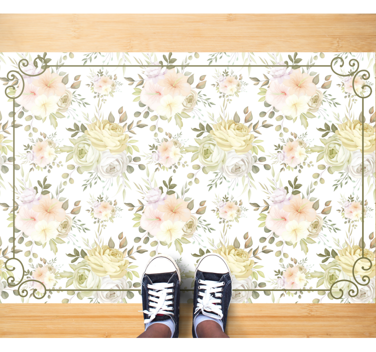 Botanical Grace vinyl rug flowers - TenStickers