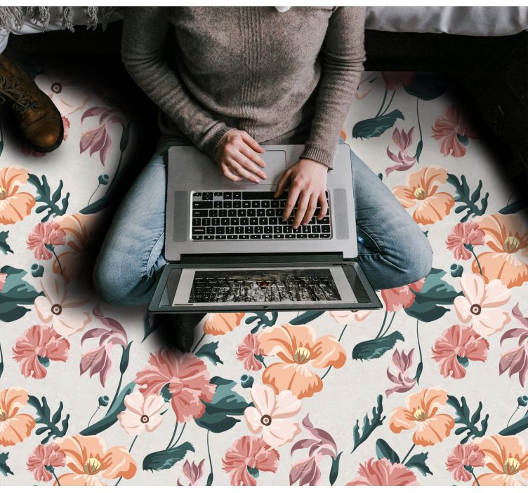 Botanical Joy vinyl rug flowers - TenStickers