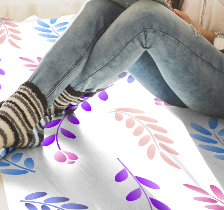 Botanical Leaf Element vinyl rug flowers - TenStickers