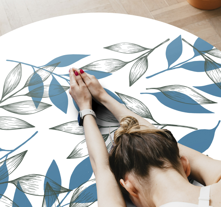 Botanical Leaf Imprint vinyl rug flowers - TenStickers