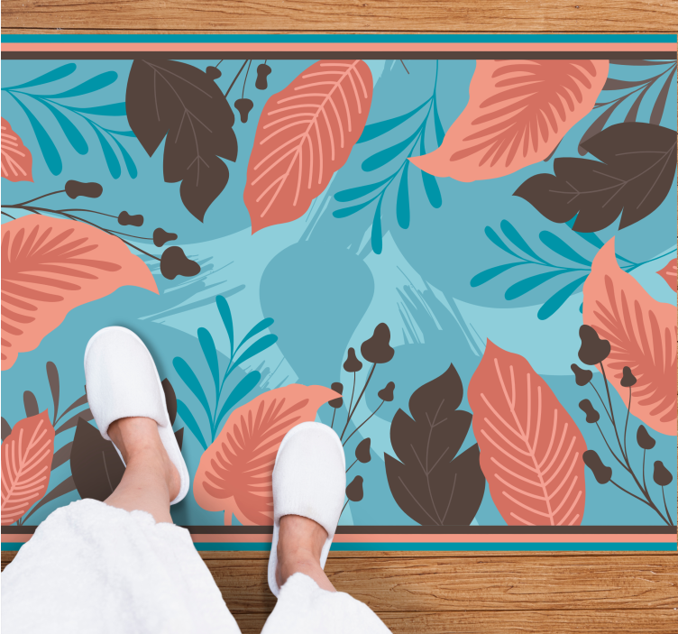 Botanical Leaf Patterns floral vinyl rug - TenStickers