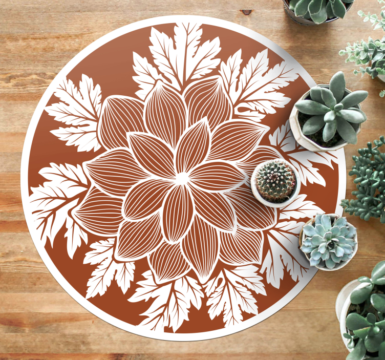Botanical Motif Centerpiece vinyl rug flowers - TenStickers