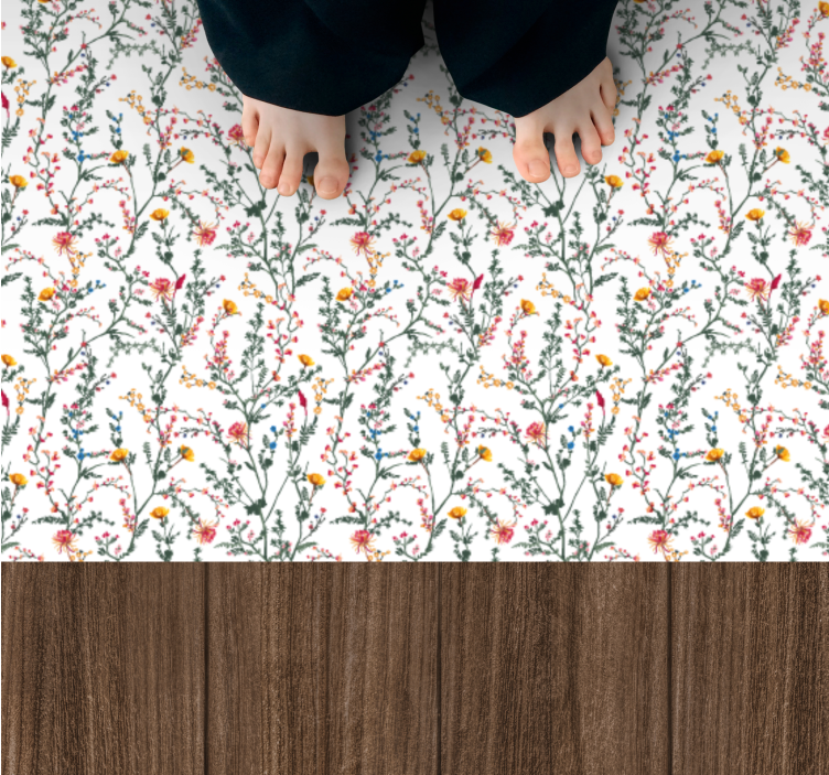 Botanical Oasis vinyl rug flowers - TenStickers