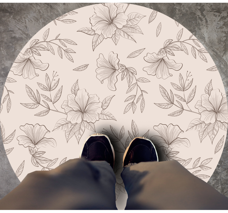 Botanical Outline Concept vinyl rug flowers - TenStickers