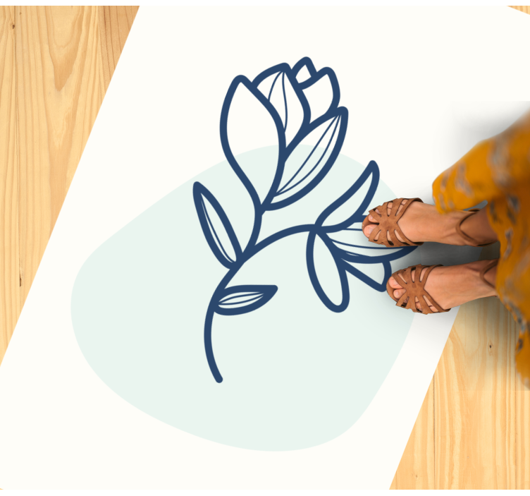 Botanical Outline Illustration vinyl rug flowers - TenStickers