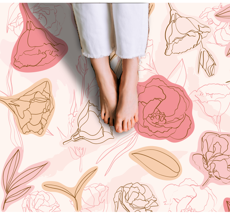 Botanical Outline Style vinyl rug flowers - TenStickers