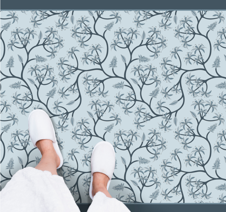 Botanical Silhouette Pattern vinyl rug flowers - TenStickers