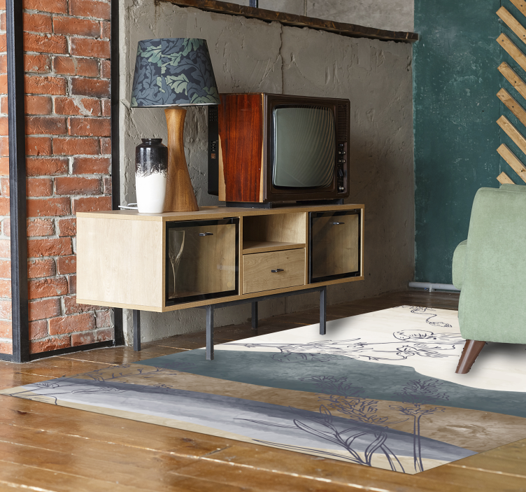 Botanical Silhouette vinyl rug flowers - TenStickers