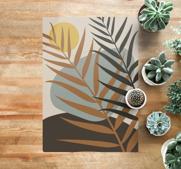 Botanical Sunset vinyl rug flowers - TenStickers
