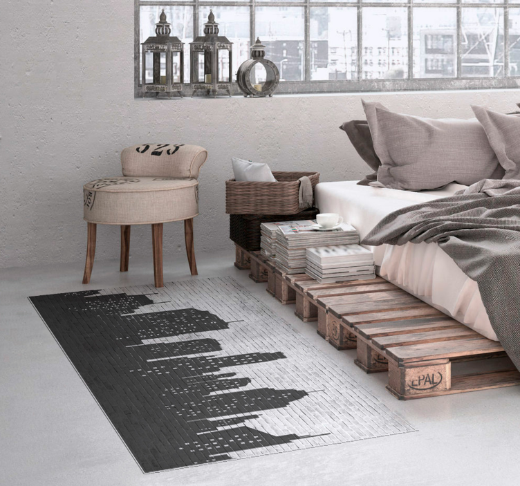 Brickwall skyline stone flooring - TenStickers