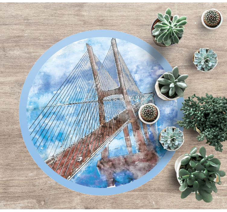 Bridges Over Water circular vinyl rug - TenStickers