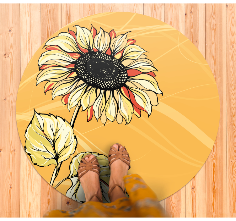 Bright Sunflower Blossom vinyl rug flowers - TenStickers
