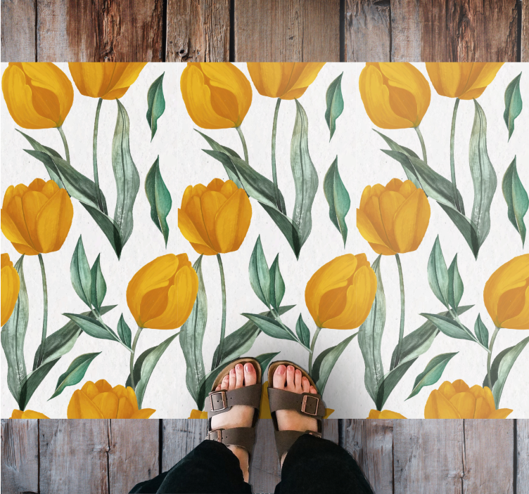 Bright Yellow Tulips vinyl rug flowers - TenStickers