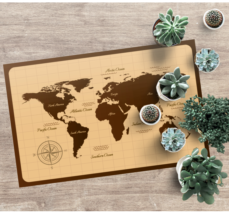 Brown vintage design world map vinyl rug - TenStickers