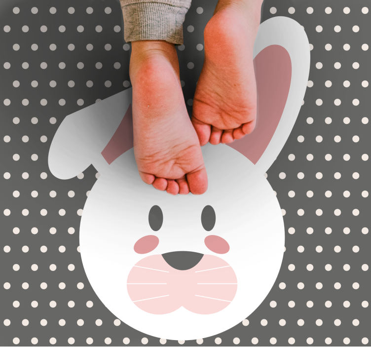 Bunny Polka Dot Overlay nursery vinyl rug - TenStickers