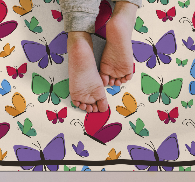 Butterfly Abundance vinyl rug flowers - TenStickers