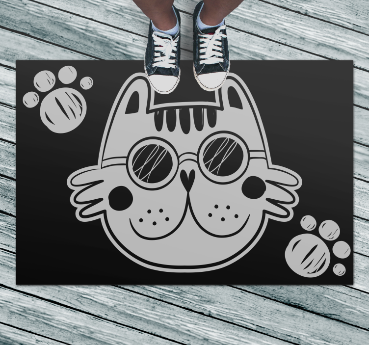 Cartoon Cat Illustration kids vinyl rug - TenStickers
