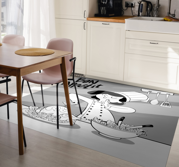 Cartoon Chef Illustration kitchen vinyl rug - TenStickers