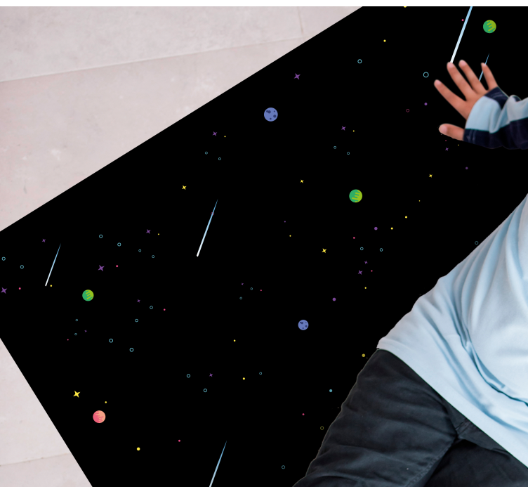 Cartoon space with falling stars star vinyl rug - TenStickers