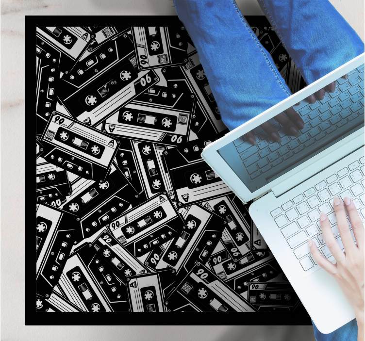 Cassette Tape Motif teenage bedroom vinyl rug - TenStickers