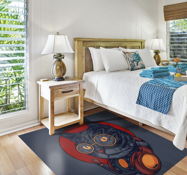 cat music illustration animal rug - TenStickers