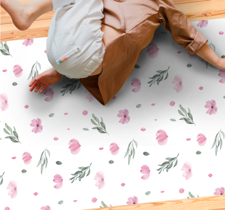 Charming Floral Prints vinyl rug flowers - TenStickers
