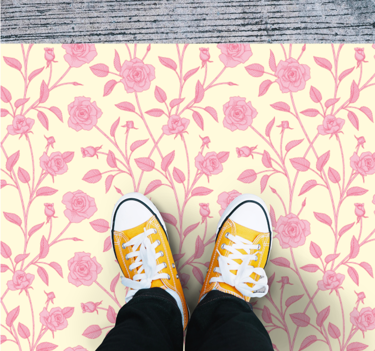 Charming pink flora vinyl rug flowers - TenStickers