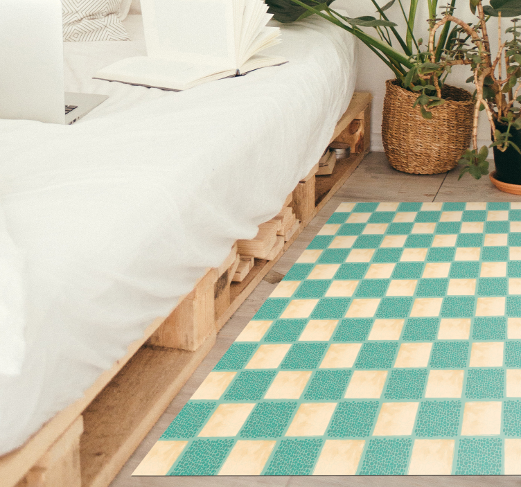 CHECKERED PAST AREA RUG mosaic floor tiles - TenStickers