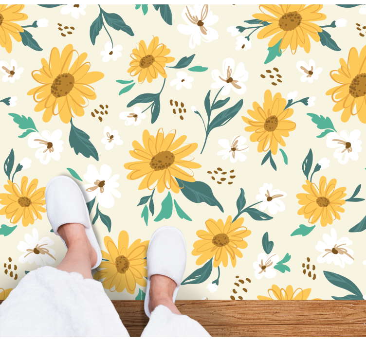 Cheerful Floral Pattern vinyl rug flowers - TenStickers
