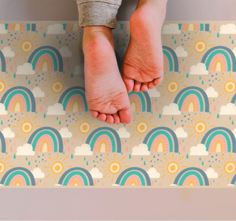 Cheerful Rainbow Pattern kids vinyl rug - TenStickers