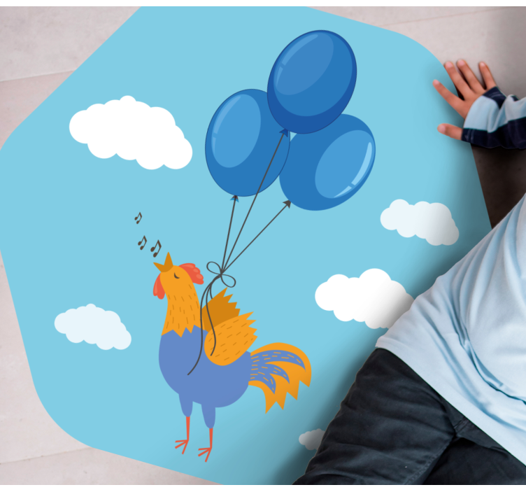 Cheerful Rooster Balloons vinyl rug - TenStickers
