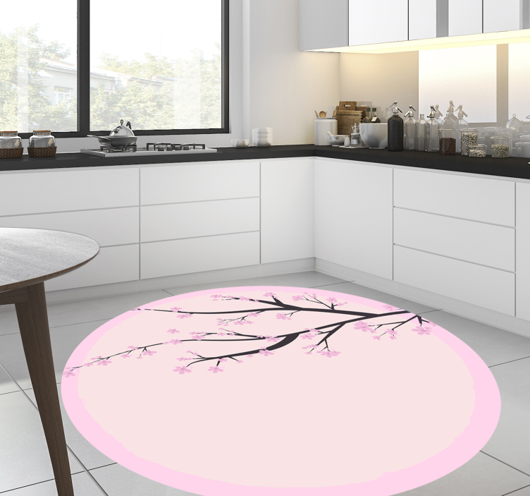 Cherry blossom branch vinyl rug flowers - TenStickers