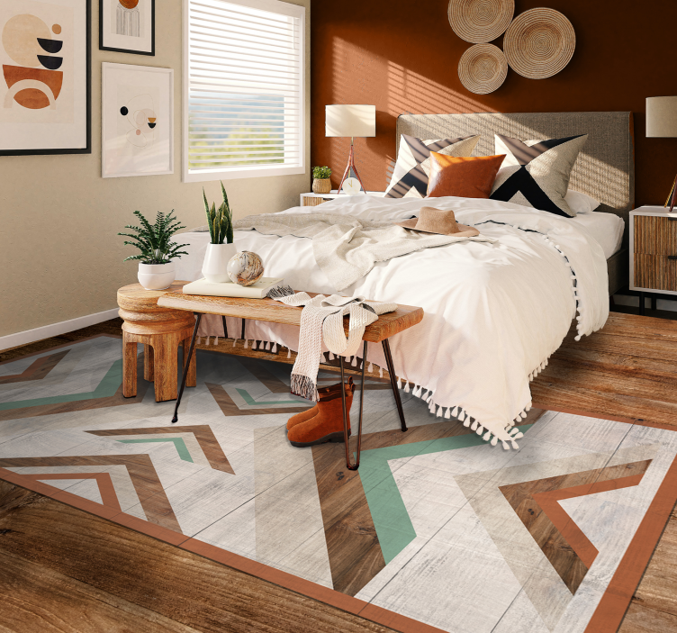 Chevron wooden texture bedroom vinyl rug - TenStickers