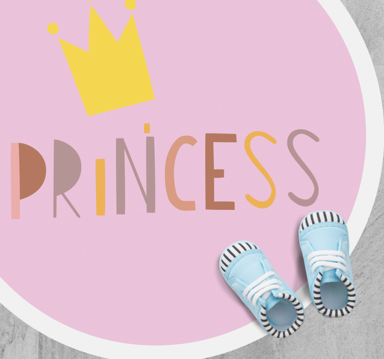 Circular Princess Crown nursery vinyl rug - TenStickers