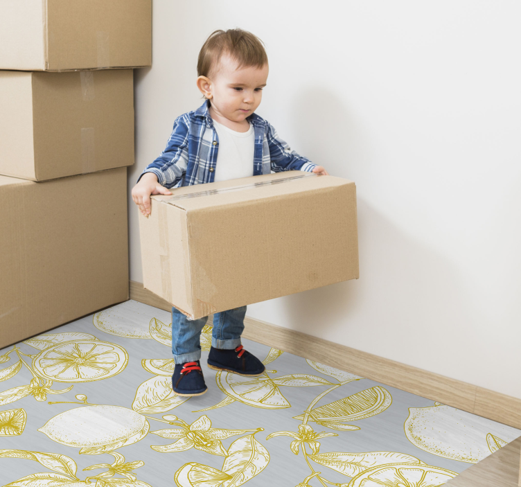 Citrus Botanical Pattern vinyl rug flowers - TenStickers