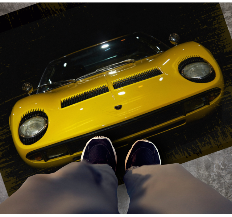 Classic Yellow Sportscar road vinyl rug - TenStickers