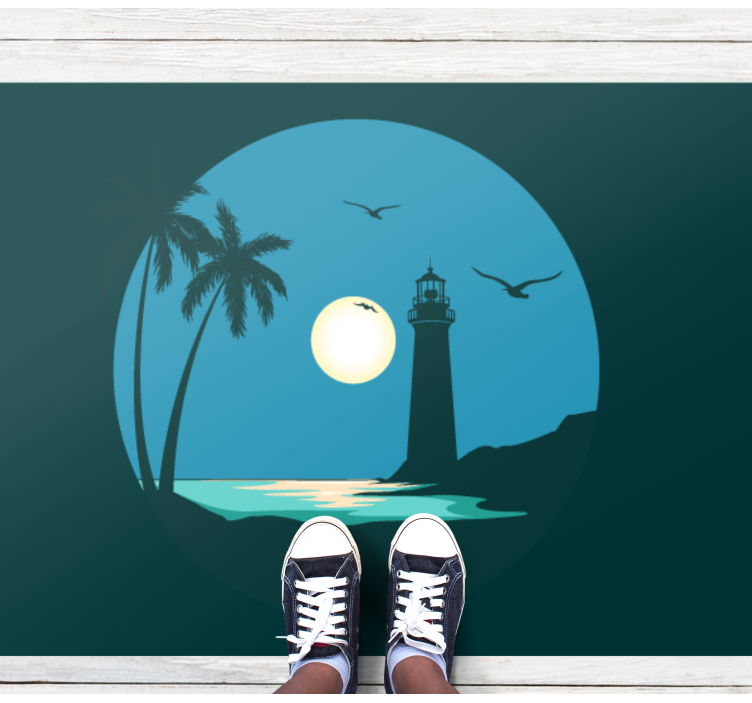 Coastal Lighthouse Scene nature vinyl rug - TenStickers