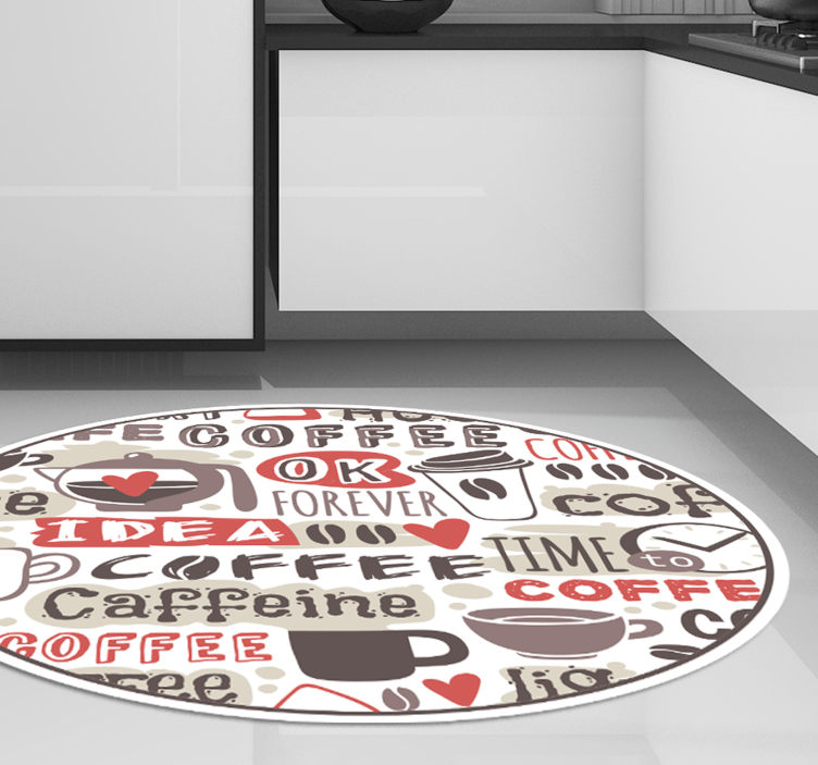Coffee Lover's Circle kitchen vinyl rug - TenStickers