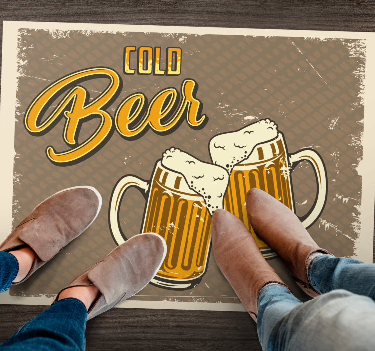 Cold Beer Mugs vintage vinyl rug - TenStickers
