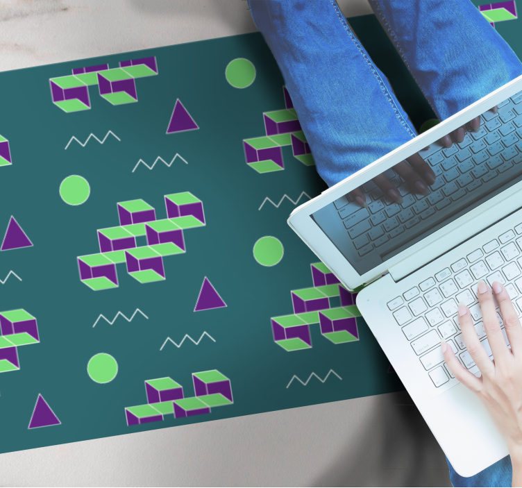 Colorful block shapes vintage vinyl rug - TenStickers