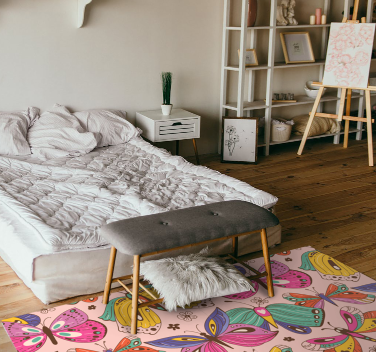 Colorful Butterfly Motif vinyl rug - TenStickers