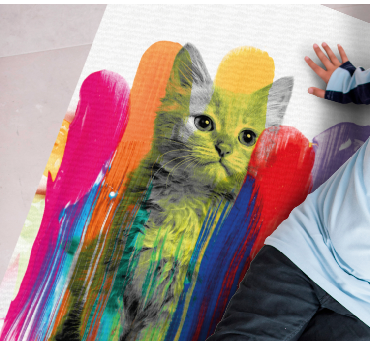 Colorful Cat Portrait modern vinyl rug - TenStickers