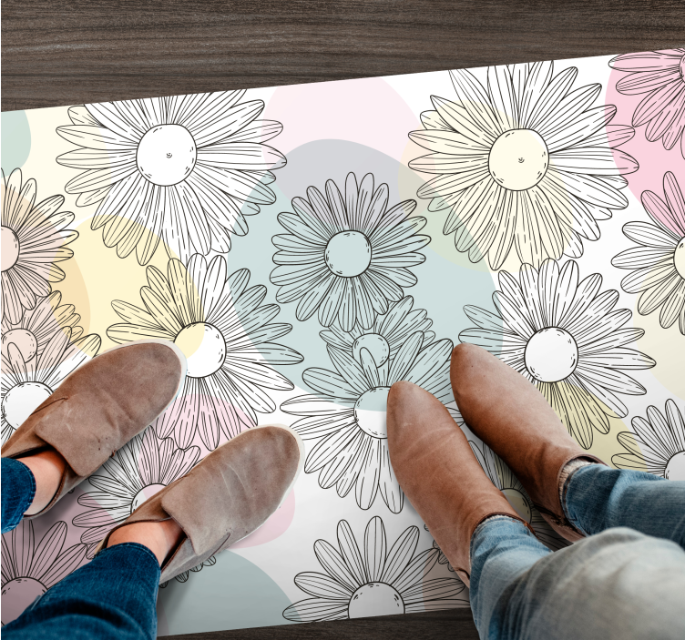 Aquarella daisy design vinyl rug flowers - TenStickers