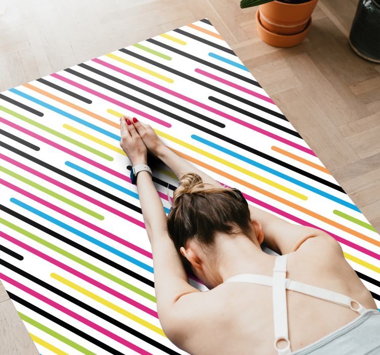 Colorful Diagonal Stripes striped vinyl rug - TenStickers