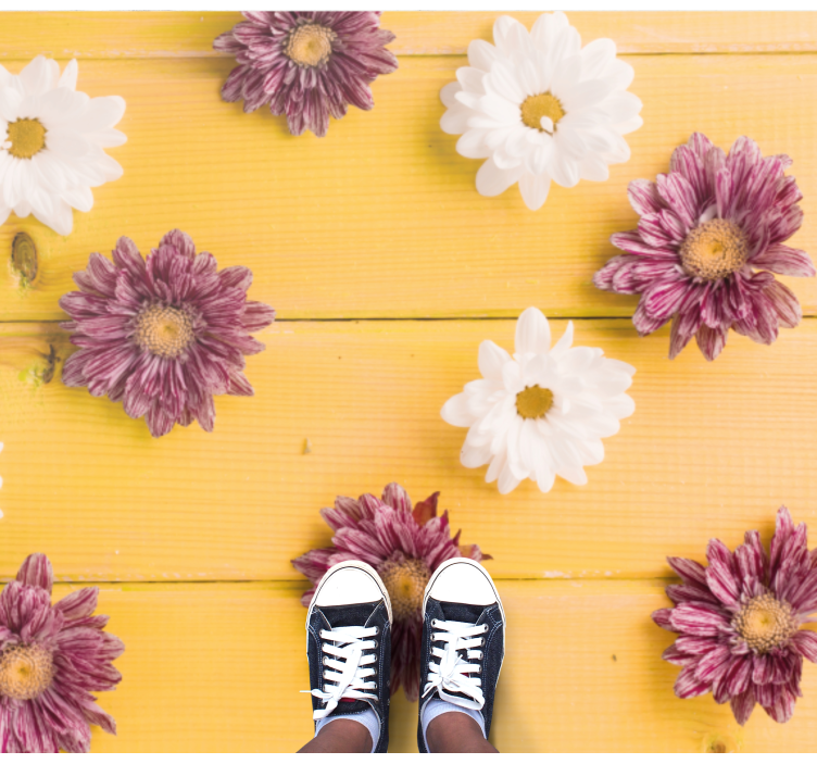 Pink and white petals vinyl rug flowers - TenStickers