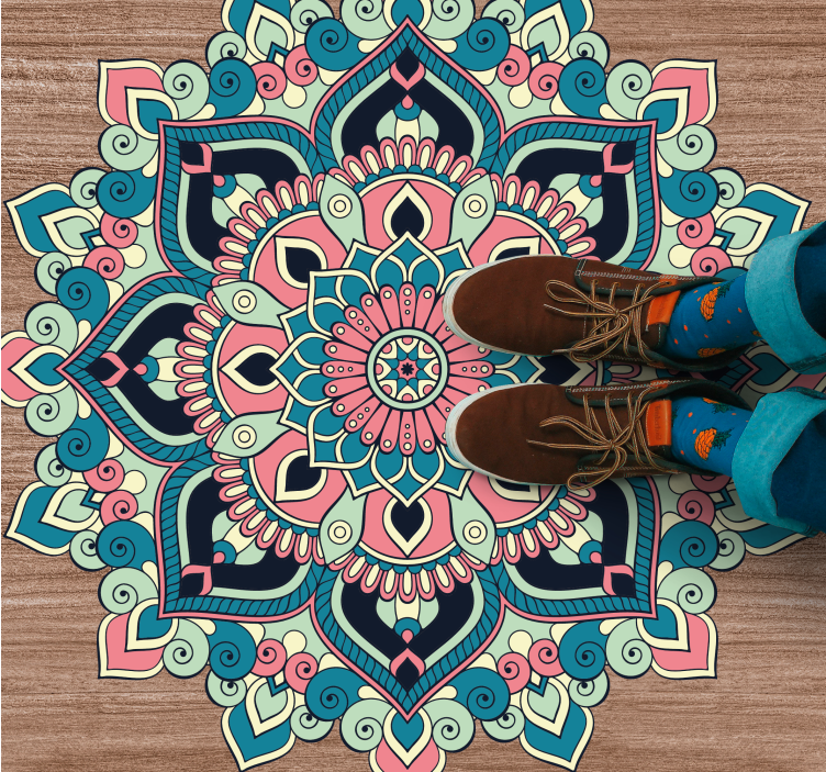 Colorful floral element mandala vinyl rug - TenStickers