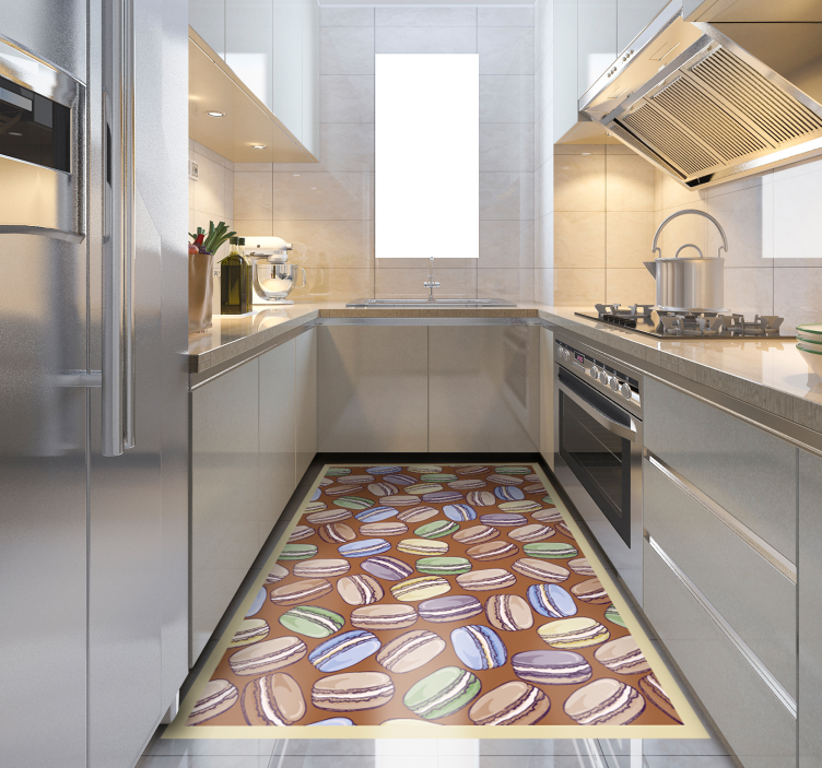 Colorful Macarons Pattern kitchen vinyl rug - TenStickers