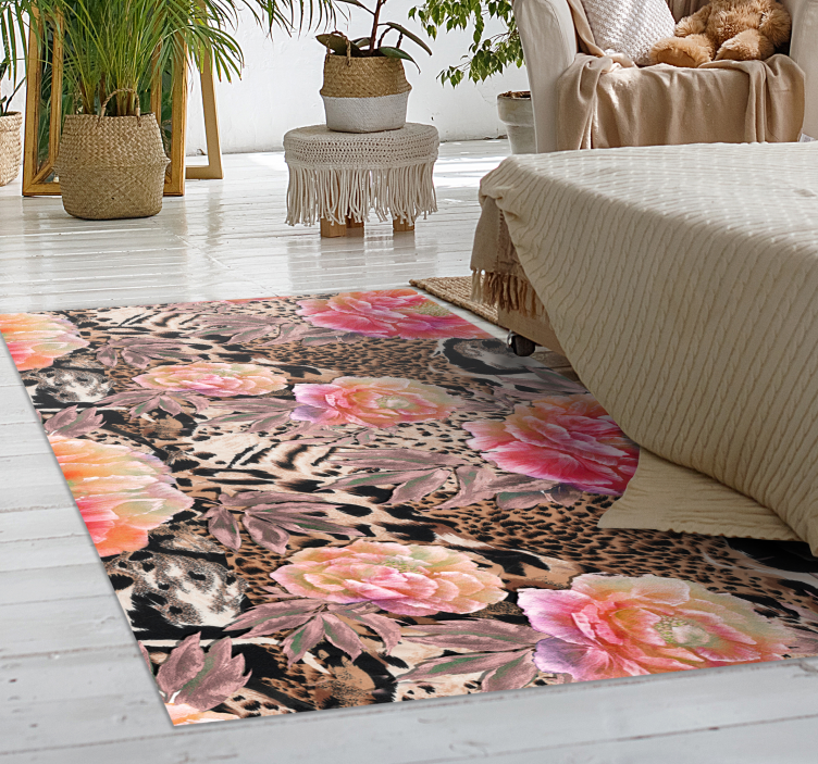 Colorful painted roses vinyl rug flowers - TenStickers