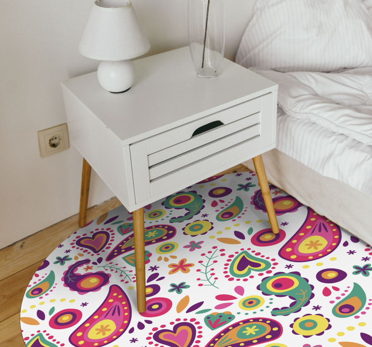Colorful Paisley Pattern vinyl rug flowers - TenStickers